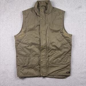 Woolrich Vest Mens Medium Green Flannel Lined Full Zip Field Ulitility